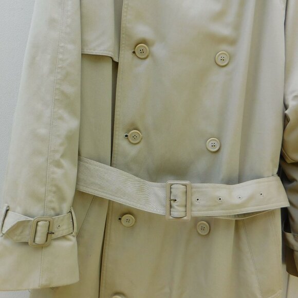 London Fog Khaki Double Breasted Trench Coat with Zip Out Liner 42 Reg Belted - Picture 11 of 15